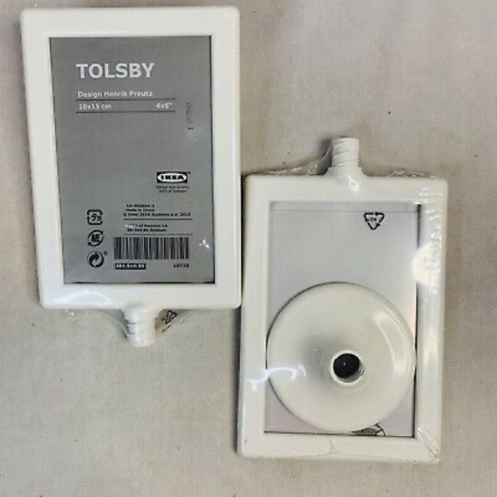 3-IKEA TOLSBY White 2-Sided 4”x6” Picture Frames Standing Pedestal modern
